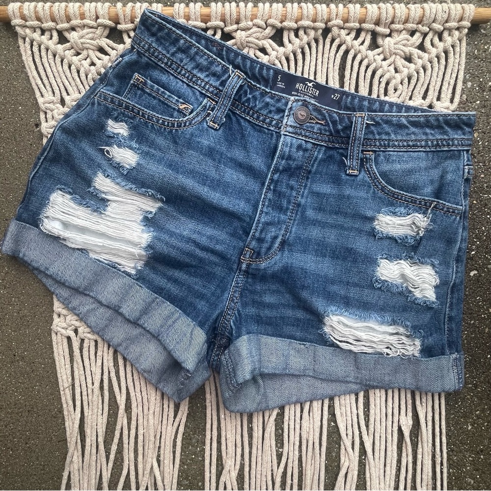 Hollister High Rise Distressed Jean Shorts Juniors Size 5